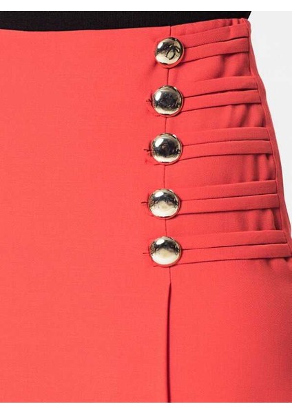 %100 Yün Düğme Detaylı Etek Kırmızı K1815049_006 fırsatları