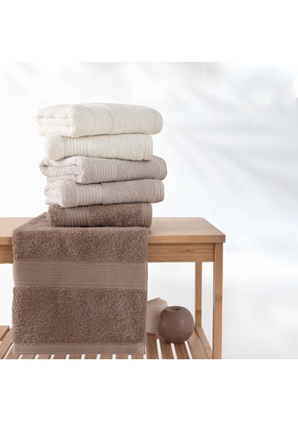 Balera 6'lı El / Yüz Havlu Seti - Ekru / Bej / Kahve