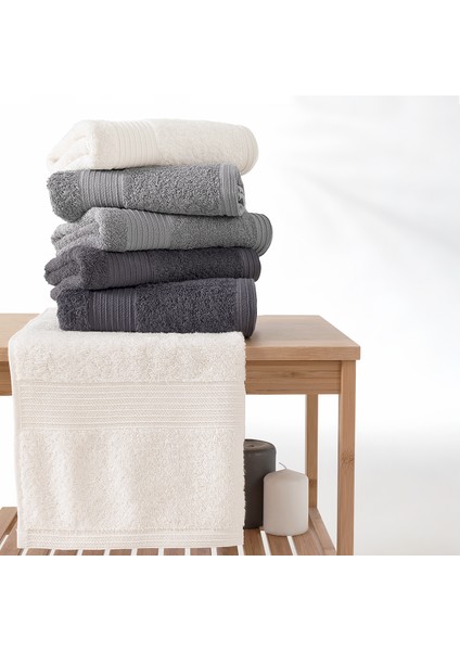 Balera 6'lı El / Yüz Havlu Seti - Gri / Ekru / Antrasit