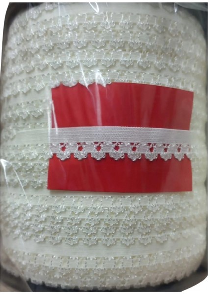 Çamaşır Lastiği Dantelli 1 cm 1 Metre Kırık Beyaz