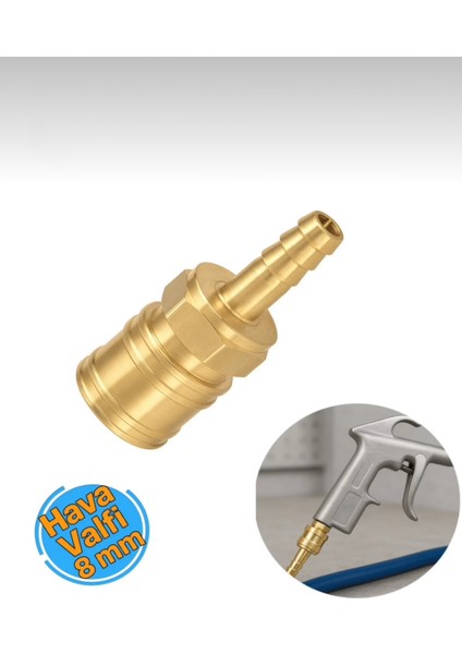 Kompresör Hava Hortum Uçlu Kuyruklu Adaptör 8 mm