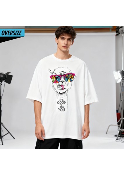 It’s Good To See You – Oversize Mizah T-Shirt Beyaz %100 Pamuklu Unisex modelleri