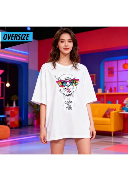 It’s Good To See You – Oversize Mizah T-Shirt Beyaz %100 Pamuklu Unisex fırsatları