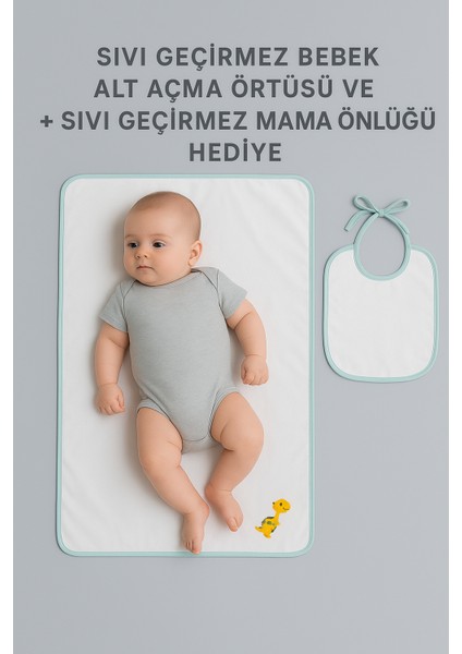 Bebek Alt Açma Örtüsü | Sıvı Geçirmez Yıkanabilir | Mama Önlüğü Hediyeli