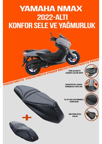 Yamaha Nmax (2022 - Altı) Konfor Sele ve Yağmurluk Kılıf