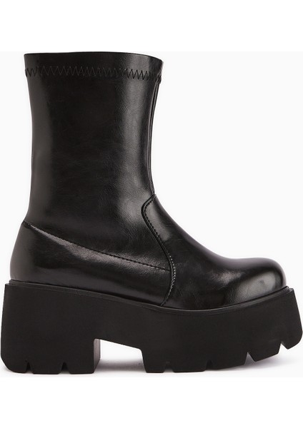 Marva Siyah Platform Topuklu Kadın Bot
