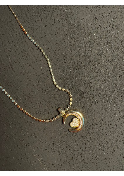 Çelik Hilal 14K Kaplama Kalpli Kolye fiyatları