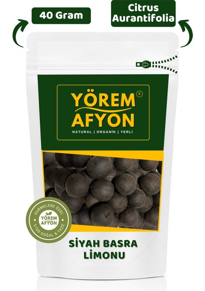 Yörem Afyon Orta Doğu’nun Yüzyıllık Tariflerinin Saklı Aroması Kurutulmuş Siyah Basra Limonu Misket Limon | 40GR