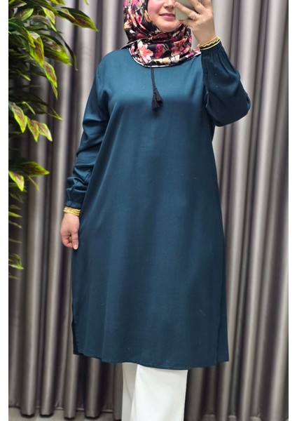 Kadın Tesettür Giyim Büyük Beden Tek Renk Ipli Tunik fiyatları