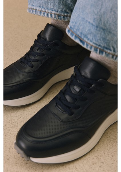 , Erkek Hakiki Deri Sneaker 1531026Z290 Lacivert fırsatları