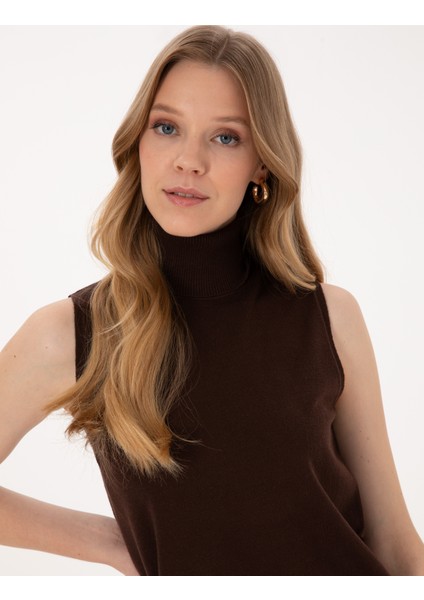 Kadın Kahverengi Slim Fit Kazak 50311589-VR029 fiyatları