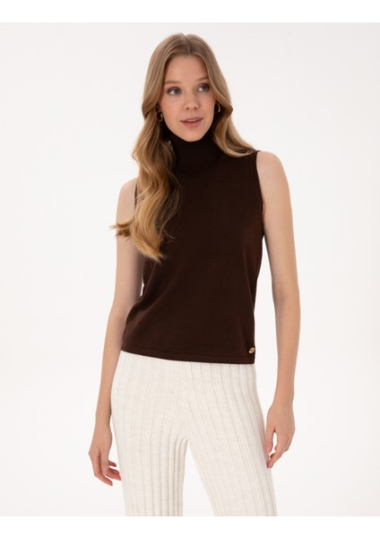 Kadın Kahverengi Slim Fit Kazak 50311589-VR029 modelleri