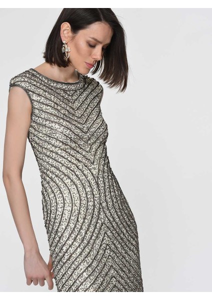 Payet İşlemeli Uzun Gece Elbisesi Ekru Y1961103_049