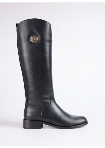 Deri Siyah Kadın Çizme Carmen-Declan