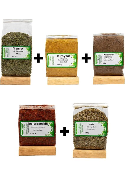5'li Baharat Seti (Karabiber 100 G+Kekik 60 G+Ince Ipek Pul Biber 100 G+Nane 50 G+Kimyon 100 G)