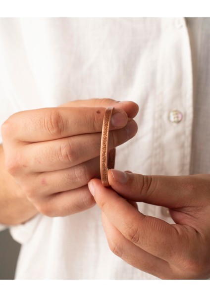 Içi Doku Desenli Dışı Ayetel Kürsi Yazılı Ince Bakır Bilezik