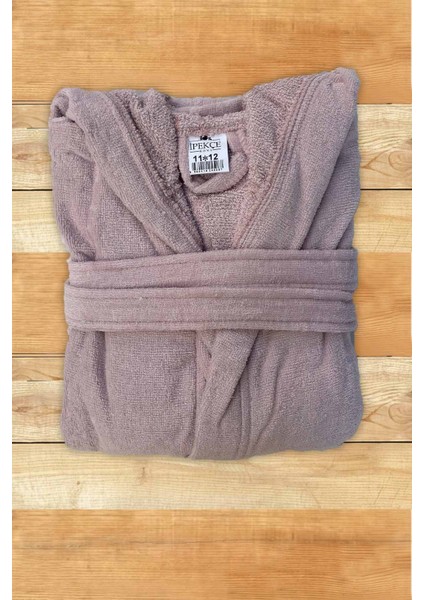 %100 Pamuk Kadife Kapüşonlu 10-12 Yaş Unisex Çocuk Bornozu