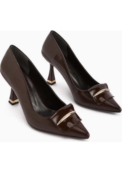 Saja Kahve Tokalı Kadın Topuklu Ayakkabı