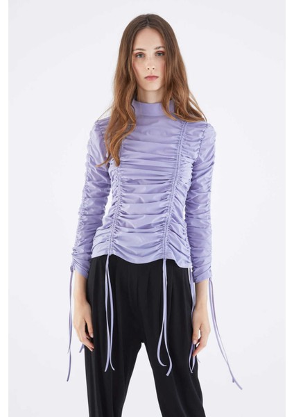 Büzgü Detaylı Bluz Lila K2113059_017 fırsatları