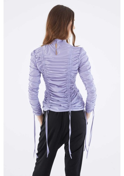 Büzgü Detaylı Bluz Lila K2113059_017 indirimleri
