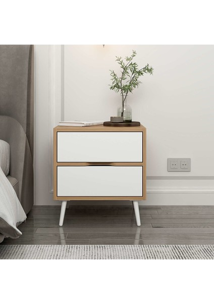 Elina Ayaklı 2 Çekmeceli Komodin - Dore/beyaz fiyatları