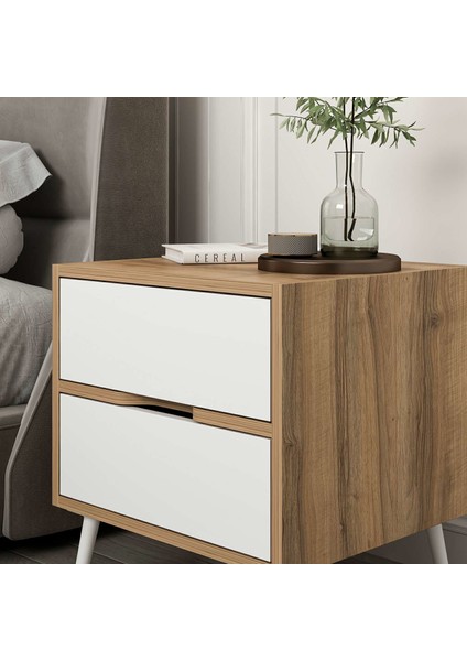 Elina Ayaklı 2 Çekmeceli Komodin - Dore/beyaz modelleri