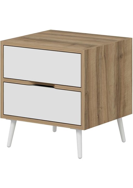 Elina Ayaklı 2 Çekmeceli Komodin - Dore/beyaz fırsatları