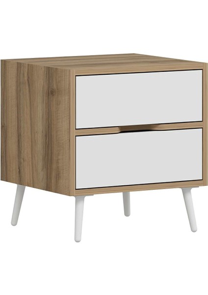 Elina Ayaklı 2 Çekmeceli Komodin - Dore/beyaz indirimleri