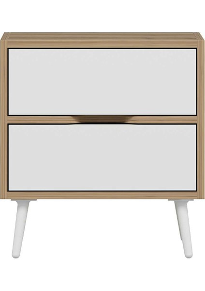 Elina Ayaklı 2 Çekmeceli Komodin - Dore/beyaz