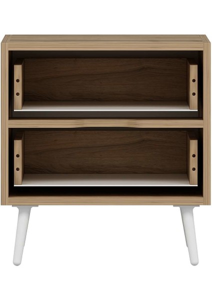 Elina Ayaklı 2 Çekmeceli Komodin - Dore/beyaz