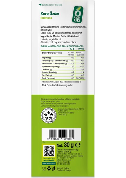 Kuru Üzüm 18X30G fiyatları