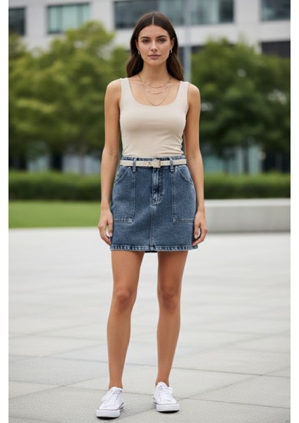 Kadın Premium Kalite Kot Etek