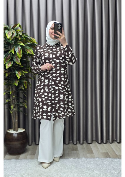 Kadın Tesettür Giyim Büyük Beden Çıtır Desen Gömlek fiyatları