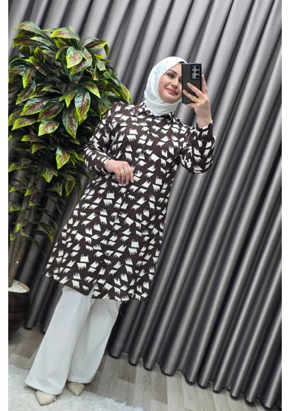 Kadın Tesettür Giyim Büyük Beden Çıtır Desen Gömlek modelleri
