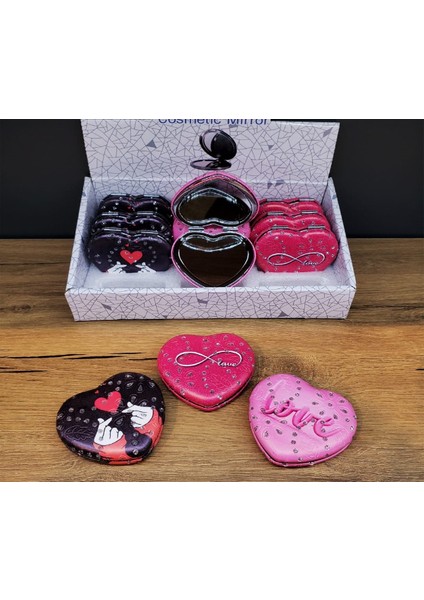Cep Aynası Tasarımı Kalpli Love