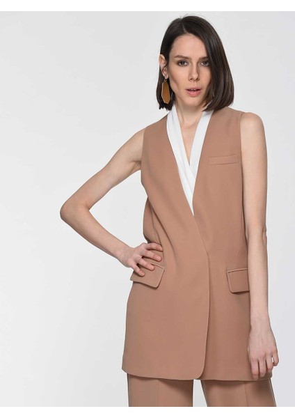 Cep Detaylı Kadın Yelek Camel Y1917001_035
