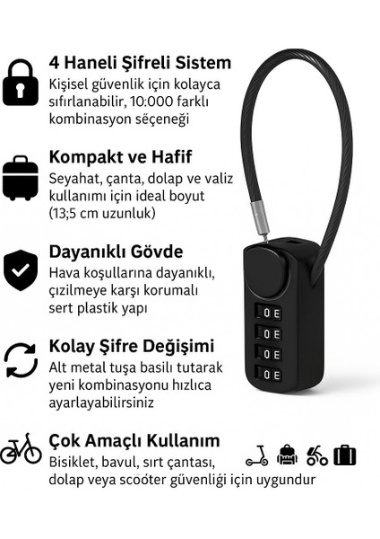 19 mm 4 Haneli Sıfırlanabilir 13,5 cm Dolap Bagaj Çanta Kilidi Asma Kilit CIN967 fırsatları