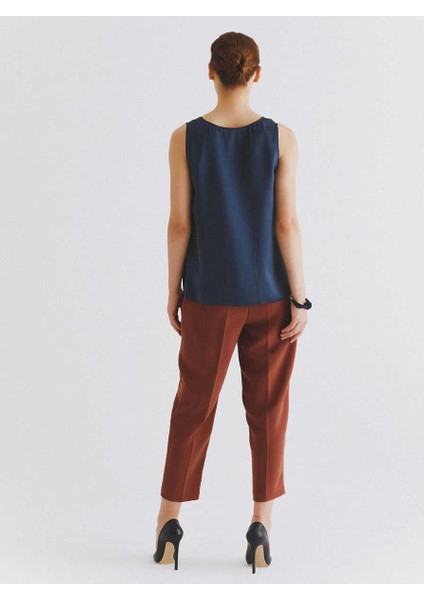 %100 İpek Kol Detaylı Bluz Lacivert K2013129_015 fırsatları