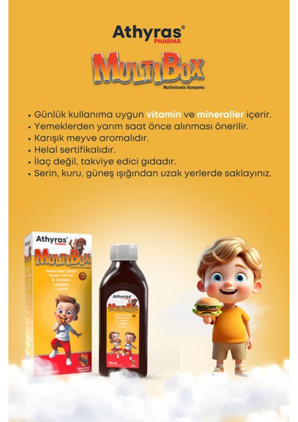 Multibox Centiyana Kökü, Rezene, L-Arjinin, B Complex, Çinko Çocuk Multivitamin 150 ml ( İŞTAH ŞURUBU ) modelleri