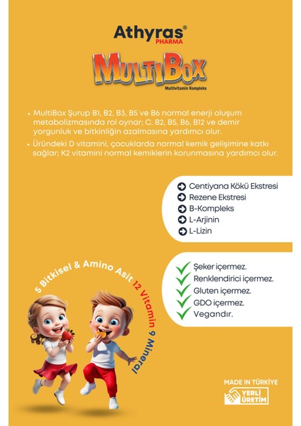 Multibox Centiyana Kökü, Rezene, L-Arjinin, B Complex, Çinko Çocuk Multivitamin 150 ml ( İŞTAH ŞURUBU ) fırsatları