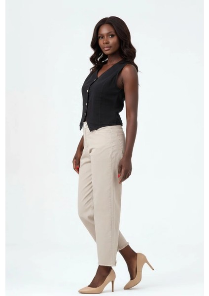 Kadın Bleach Yıkama Lyocell İnce Denim Kumaş Siyah Yelek fiyatları