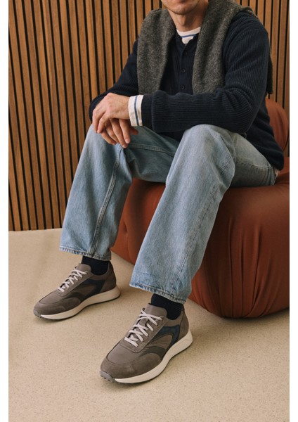 , Erkek Hakiki Deri Sneaker 1531026Z313 Gri