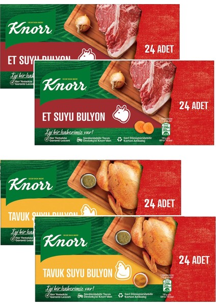 Tavuk ve Et Suyu Bulyon 24 Adet 240 gr 4 Lü Karma Paket
