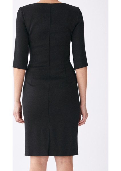 Truvakar Kol Yakası Fiyonklu Abiye Elbise Siyah K1311256_001 modelleri