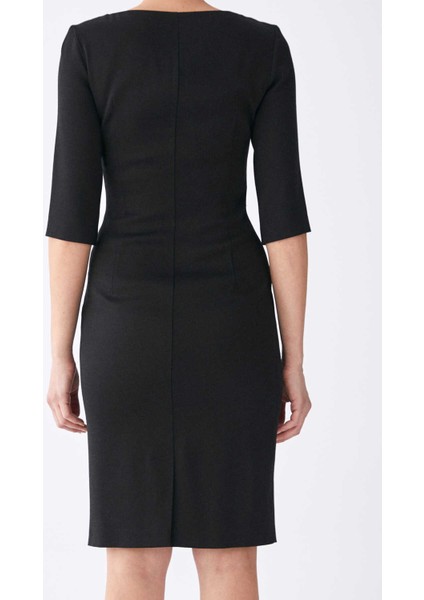 Truvakar Kol Yakası Fiyonklu Abiye Elbise Siyah K1311256_001 fırsatları