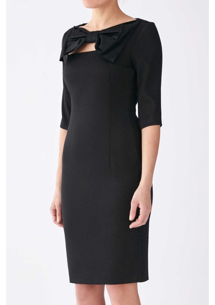 Truvakar Kol Yakası Fiyonklu Abiye Elbise Siyah K1311256_001 indirimleri