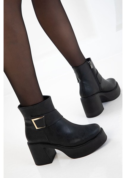 Lonji Premium Siyah Platform Topuklu Bot modelleri