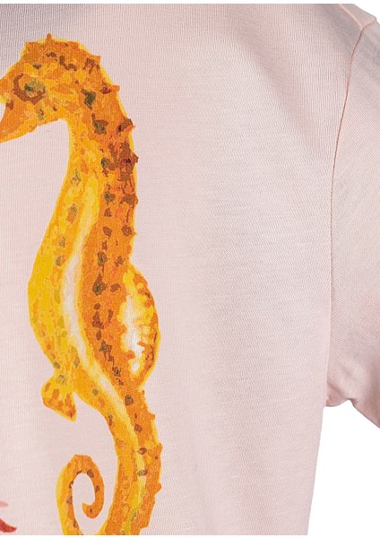 Organik Pembe Baskılı Yazlık Kız Çocuk Tshirt modelleri