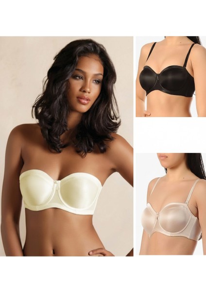 Yeni Inci 3 Renk Balenli Minimiser Straplez Toparlayıcı Sütyen SETI-1680