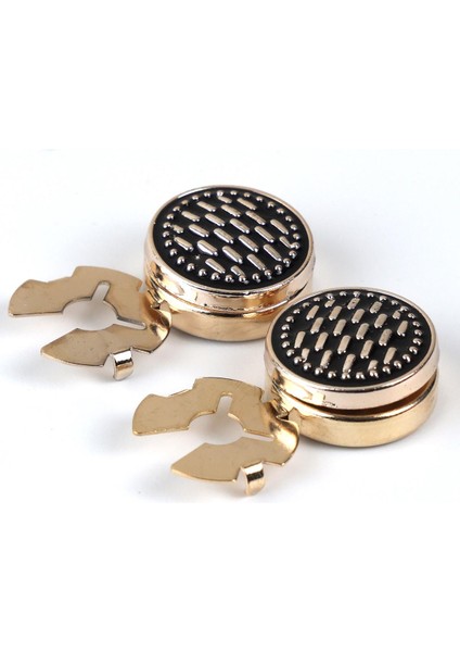 Gold Siyah Çizgi Desenli Geçme Klipsli Kol Düğmesi - M1113